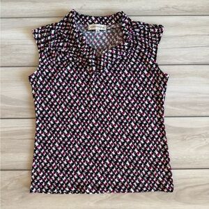 Evan Picone Abstract Floral Top Grey Medium NWOT